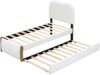 Merax 90*200cm Flachbett, gepolstert, mit praktischem ausziehbares Rollbett, minimalistische Formgebung, weiß Bild 5
