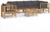 vidaXL 7-tlg. Garten-Lounge-Set mit Dunkelgrauen Kissen Bambus 3155237 Bild 2