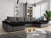 'Chione U' Ecksofa mit Schlaffunktion und Bettkasten, Stoff grau/schwarz, 321 x 139 x 80 cm Bild 2