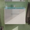 FACKELMANN KARA Waschbecken mit Unterschrank 80 cm breit, Weiß, Waschbecken Glas Mint, 1 Schublade Bild 2