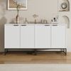 Sideboard 160 x 40 x 80 cm in Weiß, aus Spanplatte mit Wellenfront und Metallgriffen Bild 2