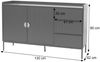 Sideboard HWC-O39, Kommode Schrank Anrichte, 3 Schubladen 2 Türen, Holz Melamin 80x130x42cm ~ Holzoptik schwarz Bild 3