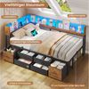 MSMASK Daybett Schlafsofa mit LED-Beleuchtung & Ladestation, Jugendbett Kinderbett, mit Integriertem Bücherregal & 6 Schubladen, 90x190cm Bild 3