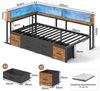 MSMASK Daybett Schlafsofa mit LED-Beleuchtung & Ladestation, Jugendbett Kinderbett, mit Integriertem Bücherregal & 6 Schubladen, 90x190cm Bild 4