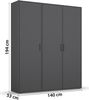 Rauch Möbel 'Voyager' Kleiderschrank, Holz, Grau Metallic, Zubehör Classic, Breite 140 cm | ohne Schubladen Bild 4