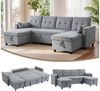 HOMCOM Ecksofa Ausziehbares Schlafsofa Schlafcouch mit Kissen, Eckcouch 1 Teile, 3-fach verstellbare Rückenlehne, Bettkasten, Schlafsofa Bild 2