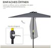 Outsunny Sonnenschirm Schirm Marktschirm, Metall, halbrund, LxB: 293x150 cm, Kurbelschirm, Gartenschirm, Grau+Schwarz, 293cmx 150cm x 249cm Bild 3