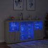 vidaXL Sideboard mit LED-Leuchten Grau Sonoma 202x37x100 cm 3209189 Bild 5
