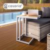 Casaria® Beistelltisch C-Form mit Rollen, Stahl Natur, 50 x 40 x 66 cm Bild 2