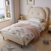 Polsterbett, Einzelbett, Kinderbett, niedliches Kopfteil in Tierform, stabile Lattenroste, Eisenrahmenverbindung, PU, Beige, 90 x 200 cm Bild 5