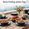 Steingut Geschirrset 12 Pers. Ibiza 48-tlg Hochwertiges Mediterranes TEST SEHR GUT Steingut Geschirr Set - Schüssel- und Teller Set - Tafelservice 12 Personen Geschirrsets Pure Living in Petrol Bild 2