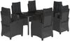 vidaXL 7-tlg. Garten-Essgruppe mit Kissen Schwarz Poly Rattan 3212757 Bild 2