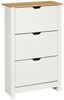 HOMCOM Schuhschrank Schuhregal mit 3 Klappen für 18 Paar Schuhe (Schuhständer, 1-St, Schuhkipper) für Flur, Eingangsbereich Weiß+Natur 72 x 26 x 80 cm Bild 4