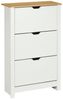 HOMCOM Schuhschrank Schuhregal mit 3 Klappen für 18 Paar Schuhe (Schuhständer, 1-St, Schuhkipper) für Flur, Eingangsbereich Weiß+Natur 72 x 26 x 80 cm Bild 5