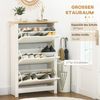 HOMCOM Schuhschrank Schuhregal mit 3 Klappen für 18 Paar Schuhe (Schuhständer, 1-St, Schuhkipper) für Flur, Eingangsbereich Weiß+Natur 72 x 26 x 80 cm Bild 3