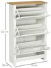 HOMCOM Schuhschrank Schuhregal mit 3 Klappen für 18 Paar Schuhe (Schuhständer, 1-St, Schuhkipper) für Flur, Eingangsbereich Weiß+Natur 72 x 26 x 80 cm Bild 2