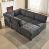 Modulares 6-Sitzer Cord-Sofa, grau, frei kombinierbar, 308x154x82 cm Bild 3
