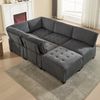 Modulares 6-Sitzer Cord-Sofa, grau, frei kombinierbar, 308x154x82 cm Bild 3