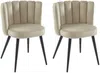 Vente-unique - PRANILA Stuhl SamtStoff Beige - B 55 cm x H 78,5 cm x L 59 cm Bild 3