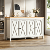 Merax 140cm Sideboard mit 4 Türen, mit Schwarzem, Rundem Griff,2 Partitionen, Multifunktionaler Aufbewahrungsschrank aus MDF-Material, Weiß Bild 3