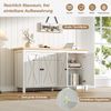 Merax 140cm Sideboard mit 4 Türen, mit Schwarzem, Rundem Griff,2 Partitionen, Multifunktionaler Aufbewahrungsschrank aus MDF-Material, Weiß Bild 5