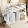 Ulife Hochbett Kinderbett Einzelbett mit Schreibtisch und Kleiderschrank (1-St, Ohne Matratze) 90x200cm,Weiß Bild 3