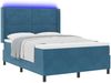 vidaXL Boxspringbett mit LED-Lichtleisten Blau 140 x 190 cm Samt 3343866 Bild 2
