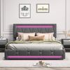 FUROKOY Stauraumbett Polsterbett Doppelbett mit 4 Schubladen (Set, 1-tlg, Mit Kopfteil und Fußteil), für Erwachsene und Jugendliche, 160x200 cm, Leinen, Grau Bild 3