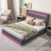 FUROKOY Stauraumbett Polsterbett Doppelbett mit 4 Schubladen (Set, 1-tlg, Mit Kopfteil und Fußteil), für Erwachsene und Jugendliche, 160x200 cm, Leinen, Grau Bild 4