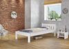 Erst-Holz Einzelbett Weiß 100x200 Bett, Federleisten-Rollrost, Matratze Senkrechte Balken Bild 2