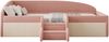 Kinderbett 90×190 cm mit Samt, Colorblock-Design, Schutzgitter & rutschfesten Stufen, gepolstertes Juniorbett,Rosa & Cremeweiß Bild 3