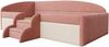 Kinderbett 90×190 cm mit Samt, Colorblock-Design, Schutzgitter & rutschfesten Stufen, gepolstertes Juniorbett,Rosa & Cremeweiß Bild 4