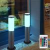 2er Set RGB LED Sockelleuchte, Edelstahl anthrazit, H 45 cm Bild 2