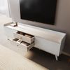 Merax Lowboard mit 2 Schubladen in Holzoptik und 2 Schiebetüren, TV-Board mit verstellbaren Einlegeböden, TV-Schrank, Weiß & Eiche Bild 2