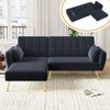 Ecksofa mit Schlaffunktion 191x130 cm, Samt, L-förmig, 3-fach verstellbare Rückenlehne, multifunktionales Schlafsofa,Schwarz Bild 5