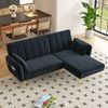 Ecksofa mit Schlaffunktion 191x130 cm, Samt, L-förmig, 3-fach verstellbare Rückenlehne, multifunktionales Schlafsofa,Schwarz Bild 2