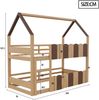Merax Kinderbett, Etagenbett 90*200 cm, Hausförmiges Design mit erhöhten Sicherheitsgeländern. Das Obere Bett verfügt über Einen Lattenrost. Holzfarbe Bild 4