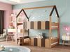 Merax Kinderbett, Etagenbett 90*200 cm, Hausförmiges Design mit erhöhten Sicherheitsgeländern. Das Obere Bett verfügt über Einen Lattenrost. Holzfarbe Bild 5