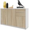 Vladon Sideboard Ben V3, Kommode mit 3 Türen und 2 Schubladen, Weiß matt/Eiche Sägegrau (117 x 74 x 36 cm) Bild 5