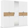 rauch Kleiderschrank, Drehtürenschrank TICAO, 9-türig, 1 Spiegeltüre, 2 Schubkästen, inkl. Türdämpferset, Alpinweiß, 226 x 210 x 54 cm Bild 3