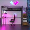 Merax Hochbett 90 x 200 cm, Einzelbett, Kinderbett, Mit Lichtleiste und Ladebuchse, Mit Stauraumleiter und einfachem Kleiderschrank, Komplett mit Regalen, Schreibtisch und Gitterregal, Schwarz Bild 2