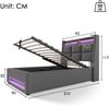 Polsterbett mit USB 90x200cm,LED Einzelbett mit Lattenrost aus Metallrahmen,Bettgestell aus Leinenmaterial Jugendbett (Ohne Matratze) Bild 2