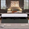 Merax Polsterbett Doppelbett Stauraum Bettkasten Leselicht mit USB Ladefunktion Kopfteil,Stauraumbetten Bettgestell PU Jugendbett 140x200 mit lattenrost(Ohne Matratze) Grau Bild 3