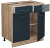 Küchenunterschrank Fame-Line Dunkelblau Hochglanz 80 cm , AP Marmor Vicco Bild 2