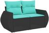 vidaXL 6-tlg. Garten-Sofagarnitur mit Kissen Schwarz Poly Rattan 3325573 Bild 4