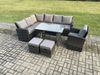 Fimous 9 Sitzer Gartenlounge Set Rattan Ecksofa Set mit 2 kleine Fußhockern Dunkelgrau gemischt Bild 2