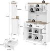 Buffet-Anrichte 100x40x172 cm mit LED-Beleuchtung, Steckdosen, Scheunentor-Design in Braun/Weiß Bild 5