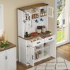 Buffet-Anrichte 100x40x172 cm mit LED-Beleuchtung, Steckdosen, Scheunentor-Design in Braun/Weiß Bild 4