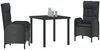 vidaXL Garten Essgruppe mit Kissen 3 pcs Schwarz Poly-Rattan 3380113 Bild 3