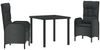 vidaXL Garten Essgruppe mit Kissen 3 pcs Schwarz Poly-Rattan 3380113 Bild 2